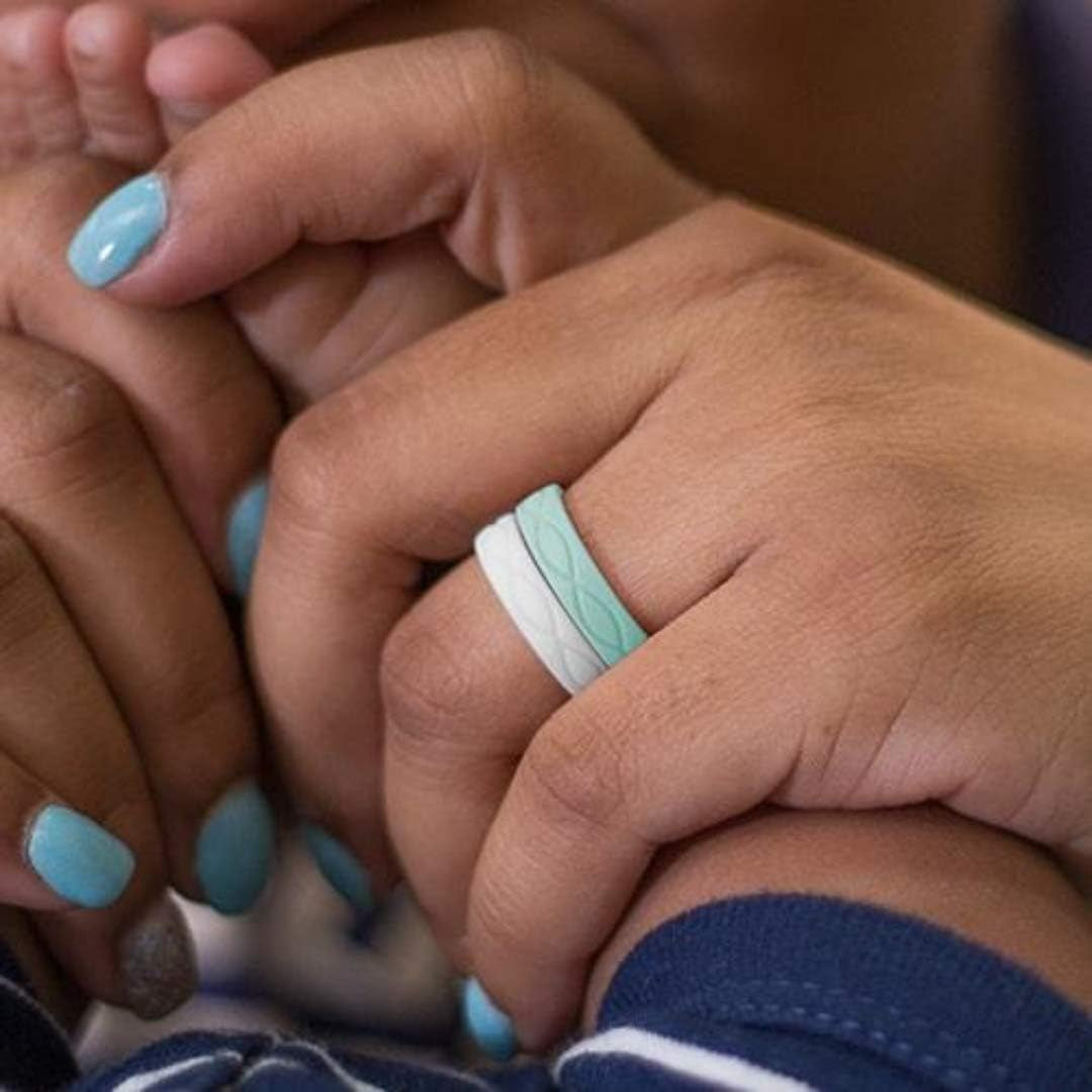 Women’S Infinity Silicone Wedding Ring – Hypoallergenic Wedding Band for Ladies – Comfortable Band for Active Lifestyle – 4.5Mm Wide, 1.5Mm Thick