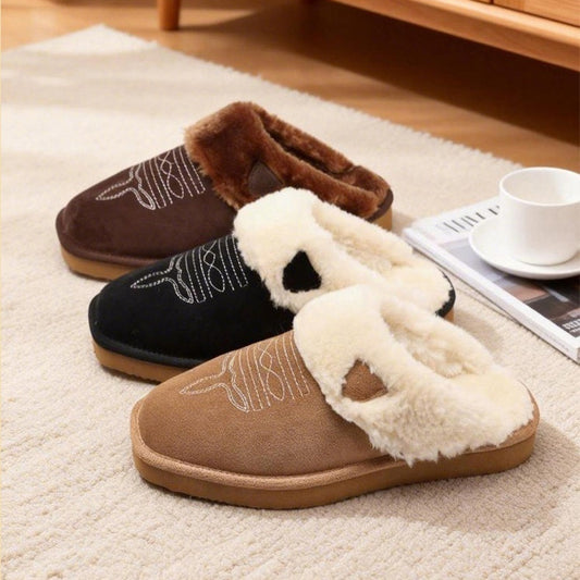 AutumnWinter Warm Cotton And Fur All-in-One Home Slippers