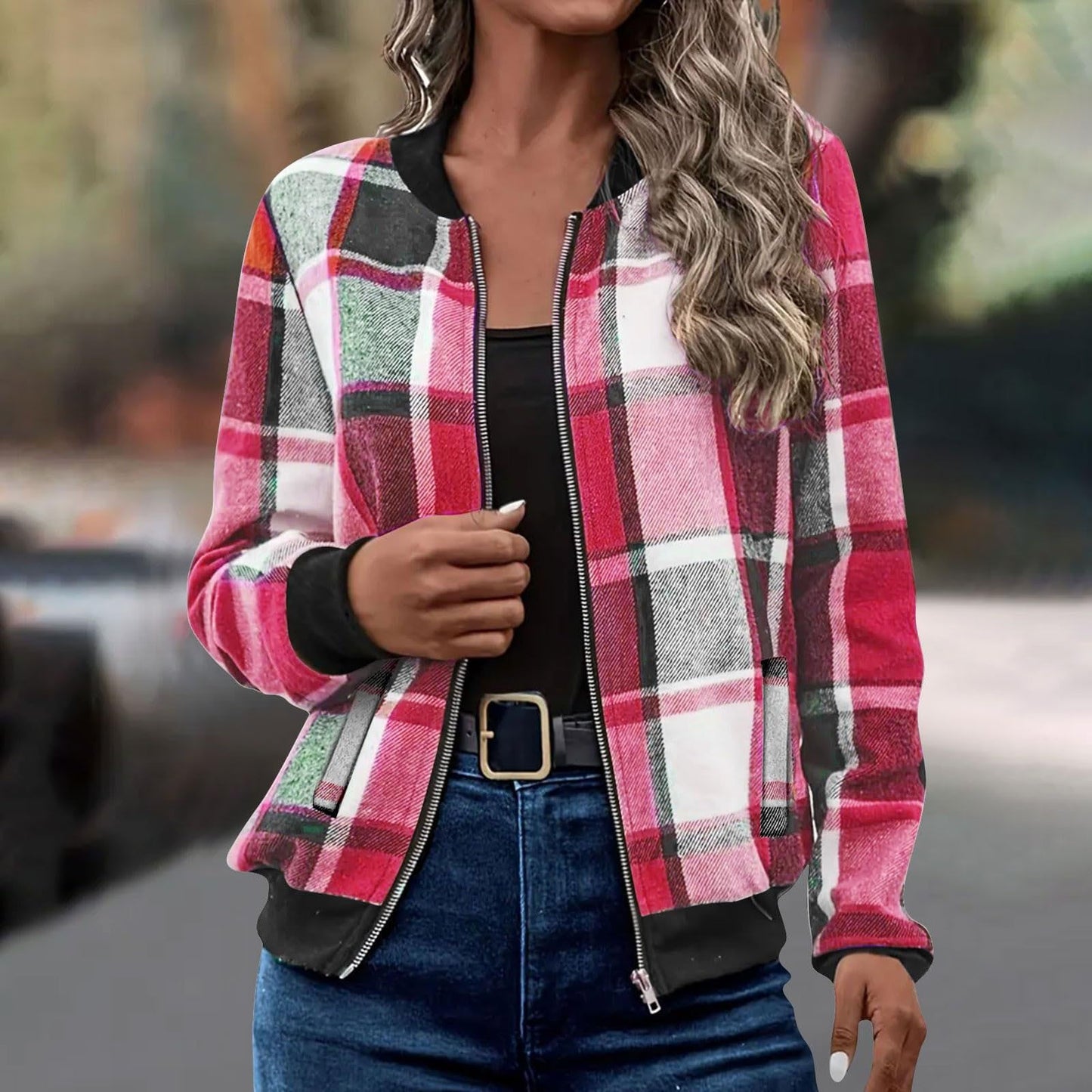 Womens Casual Long-sleeve Printed Cardigan Jacket