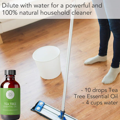 Tea Tree Essential Oil, 4 Fl Oz with Dropper - Undiluted Therapeutic Grade for Your Face, Skin, Hair and Diffuser - 100% Pure Melaleuca Oil for Acne, Toenails - by