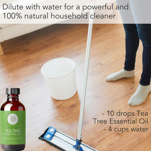 Tea Tree Essential Oil, 4 Fl Oz with Dropper - Undiluted Therapeutic Grade for Your Face, Skin, Hair and Diffuser - 100% Pure Melaleuca Oil for Acne, Toenails - by