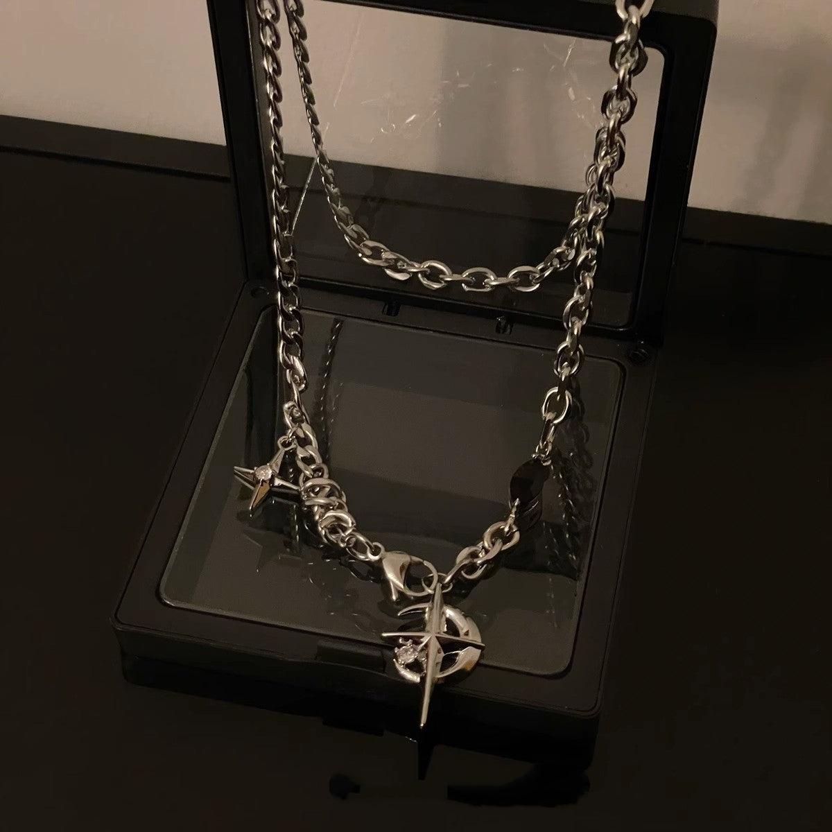 Black Gemstone Star Hip-hop Street Necklace