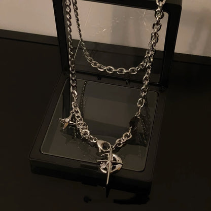 Black Gemstone Star Hip-hop Street Necklace