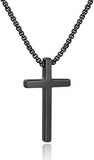 Cross Necklace for Men, Silver Black Gold Stainless Steel Plain Cross Pendant Necklace for Men Box Chain 16-30 Inch