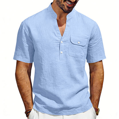 Men's Solid Color Linen T-shirt
