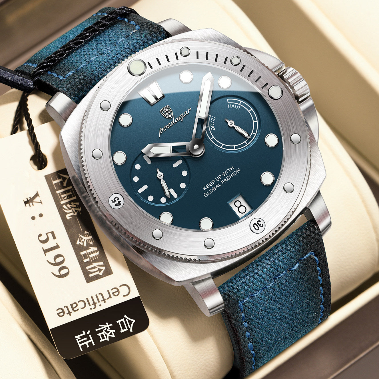 Stylish Multifunctional Waterproof Casual Trendy Luminous Mens Quartz Watch