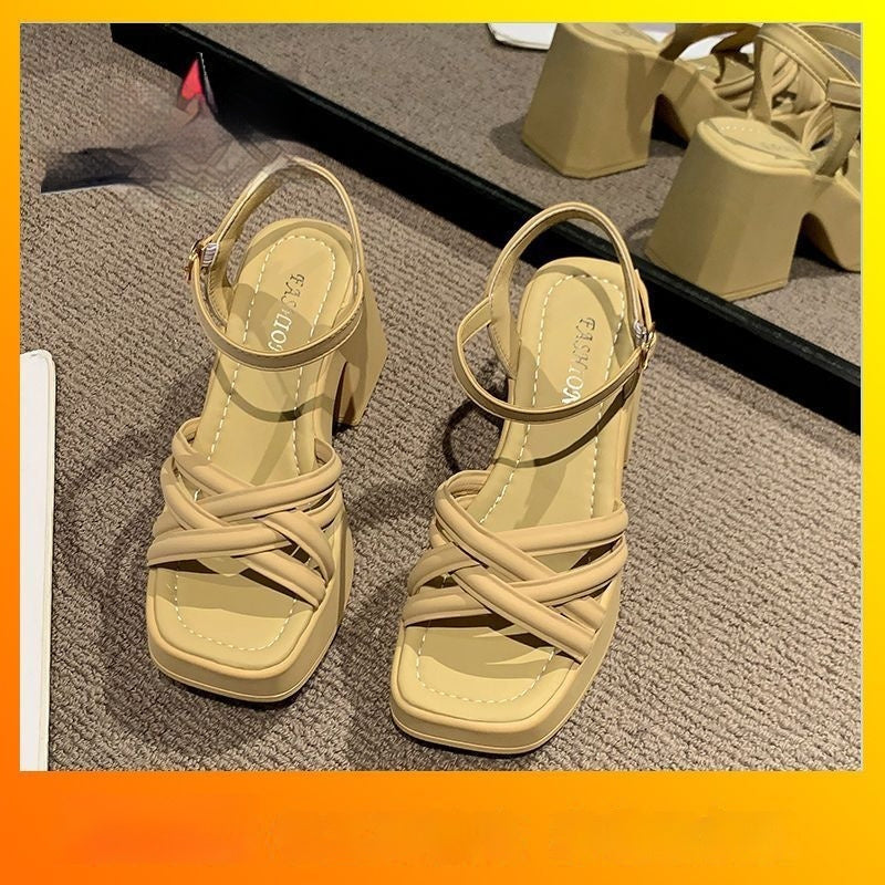 Women's Fashionable Casual Waterproof High-Heel Sandals