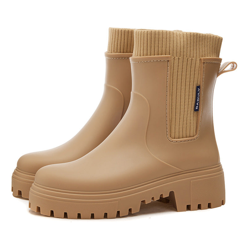 Women's Elastic-waist Rain Boots Mid- To Low-cut