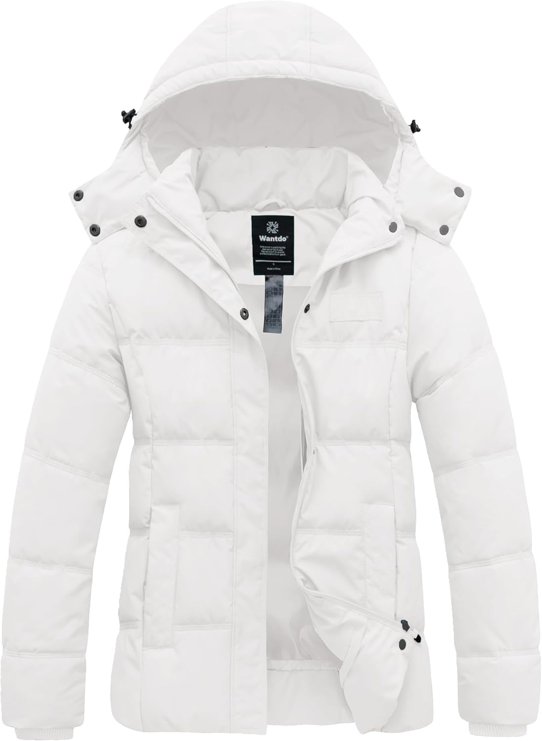 Women'S Hooded Warm Winter Coat Quilted Thicken Puffer Jacket with Removable Hood