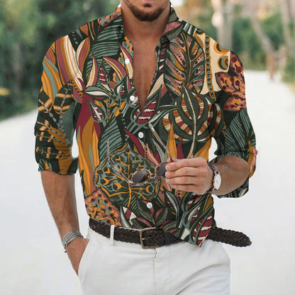Men's Fashion Printed Cardigan Long-Sleeve Shirt