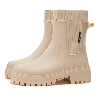 Women's Elastic-waist Rain Boots Mid- To Low-cut