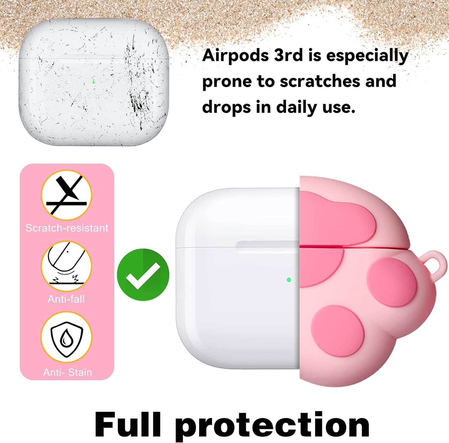 for Airpods 3 3Rd Generation Case Cute 3D Lovely Unique Cartoon for Airpod 3 Silicone Cover Fun Funny Cool Design Fashion Cases for Boys Girls Kids Teen for Air Pods 3 (2021) (Cat Claw)