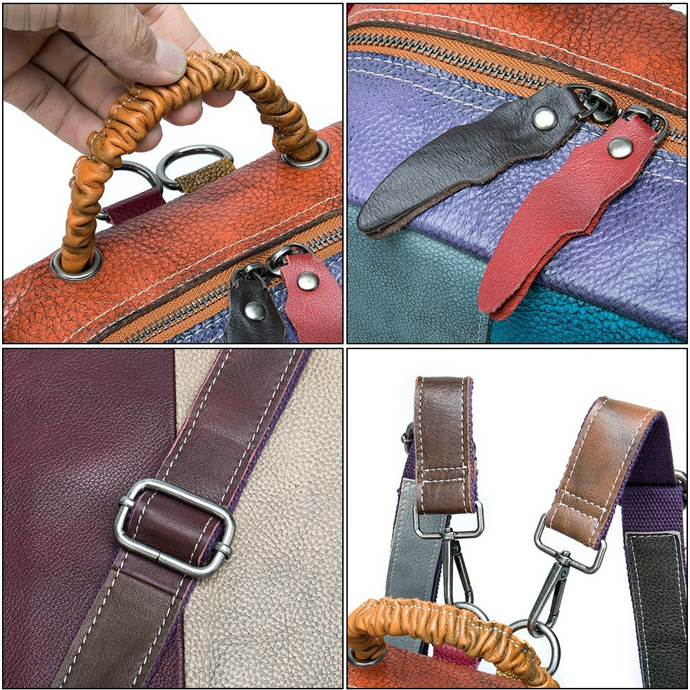 Mens Patchwork ColorBlock EthnicStyle Backpack