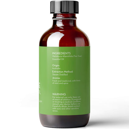 Tea Tree Essential Oil, 4 Fl Oz with Dropper - Undiluted Therapeutic Grade for Your Face, Skin, Hair and Diffuser - 100% Pure Melaleuca Oil for Acne, Toenails - by