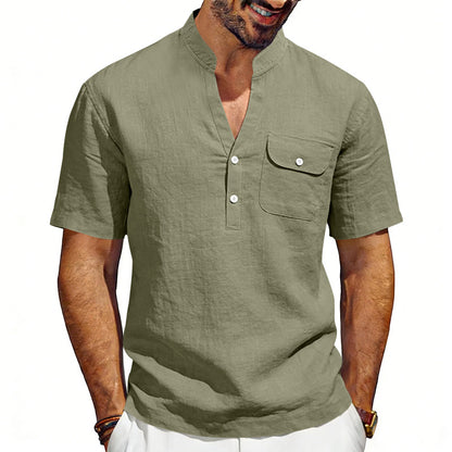 Men's Solid Color Linen T-shirt