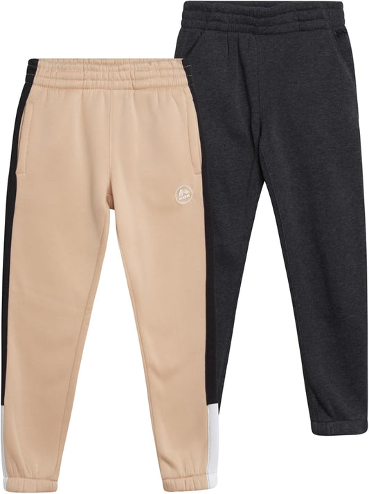 Toddler Boys Jogger Pants - 2 Pack Fleece Pull on Athletic Joggers for Boys - Soft Everyday Toddler Jogger Pants (2T-7)