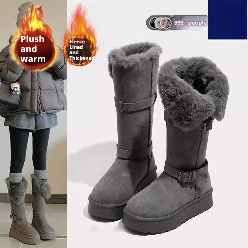 Women's Fashionable Padded Mid-Calf Cotton Boots