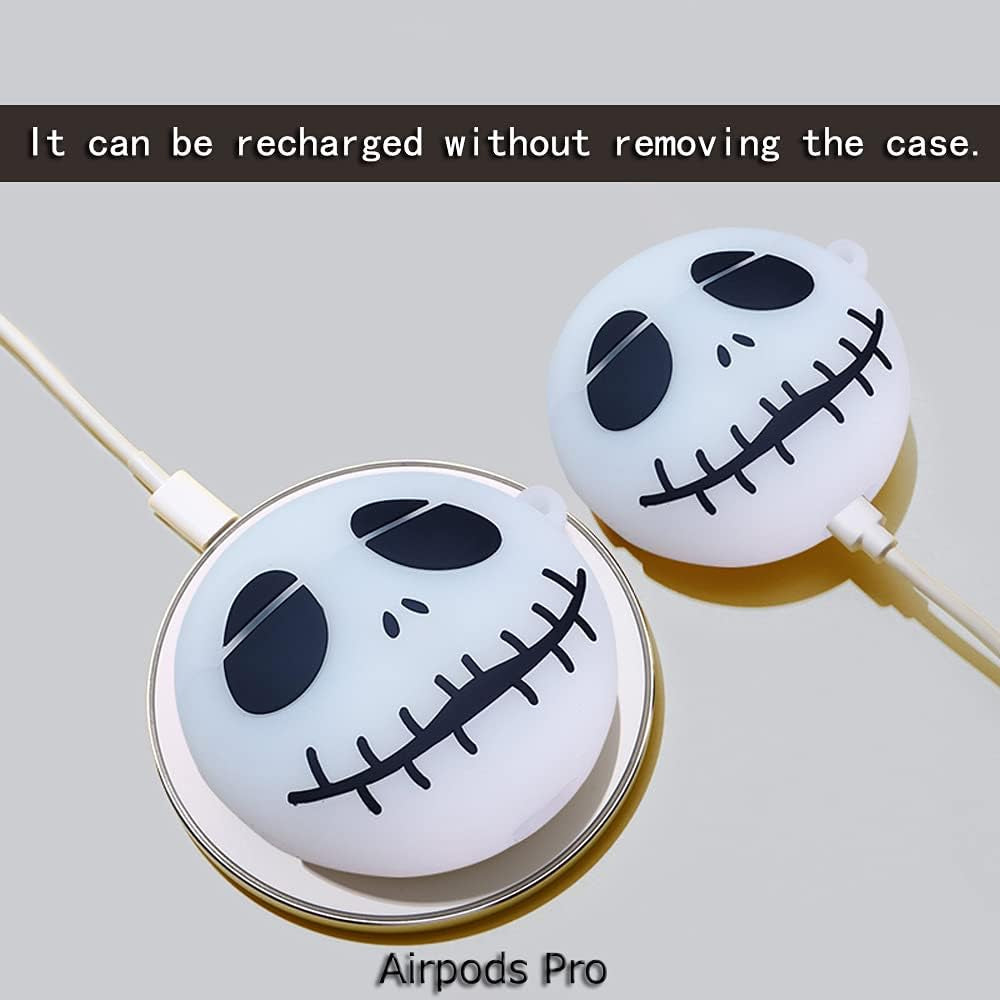 (Luminous Skull) Airpod Pro 2019/Pro 2 Gen 2022 Case Cover Soft Silicone, 3D Cute Cartoon Cover Funny Protective Case Compatible with Airpods Pro Case, Anime Design with Keychain