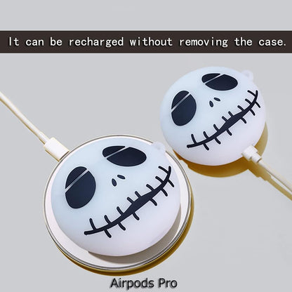 (Luminous Skull) Airpod Pro 2019/Pro 2 Gen 2022 Case Cover Soft Silicone, 3D Cute Cartoon Cover Funny Protective Case Compatible with Airpods Pro Case, Anime Design with Keychain