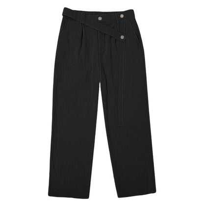 Plus-size Slant-waist Linen Casual Trousers