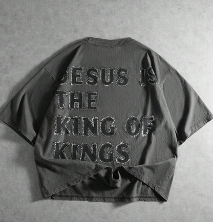 Washed Letter-printed Short Sleeves