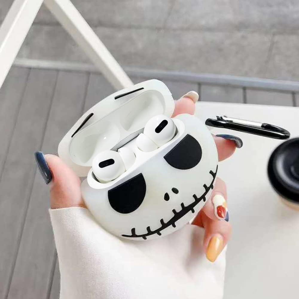 (Luminous Skull) Airpod Pro 2019/Pro 2 Gen 2022 Case Cover Soft Silicone, 3D Cute Cartoon Cover Funny Protective Case Compatible with Airpods Pro Case, Anime Design with Keychain