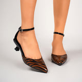 One-strap Chunky High-heeled Womens Shoes In Large Sizes With A Side Cutout