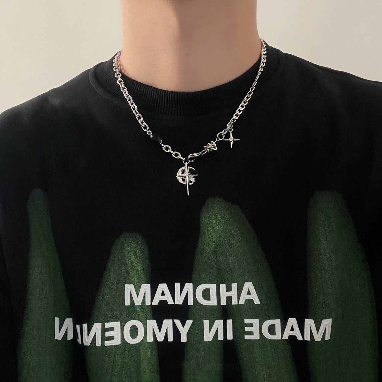 Black Gemstone Star Hip-hop Street Necklace
