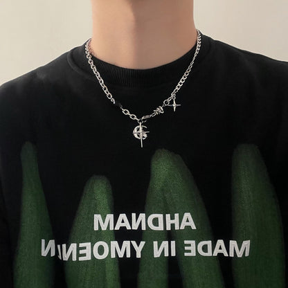 Black Gemstone Star Hip-hop Street Necklace